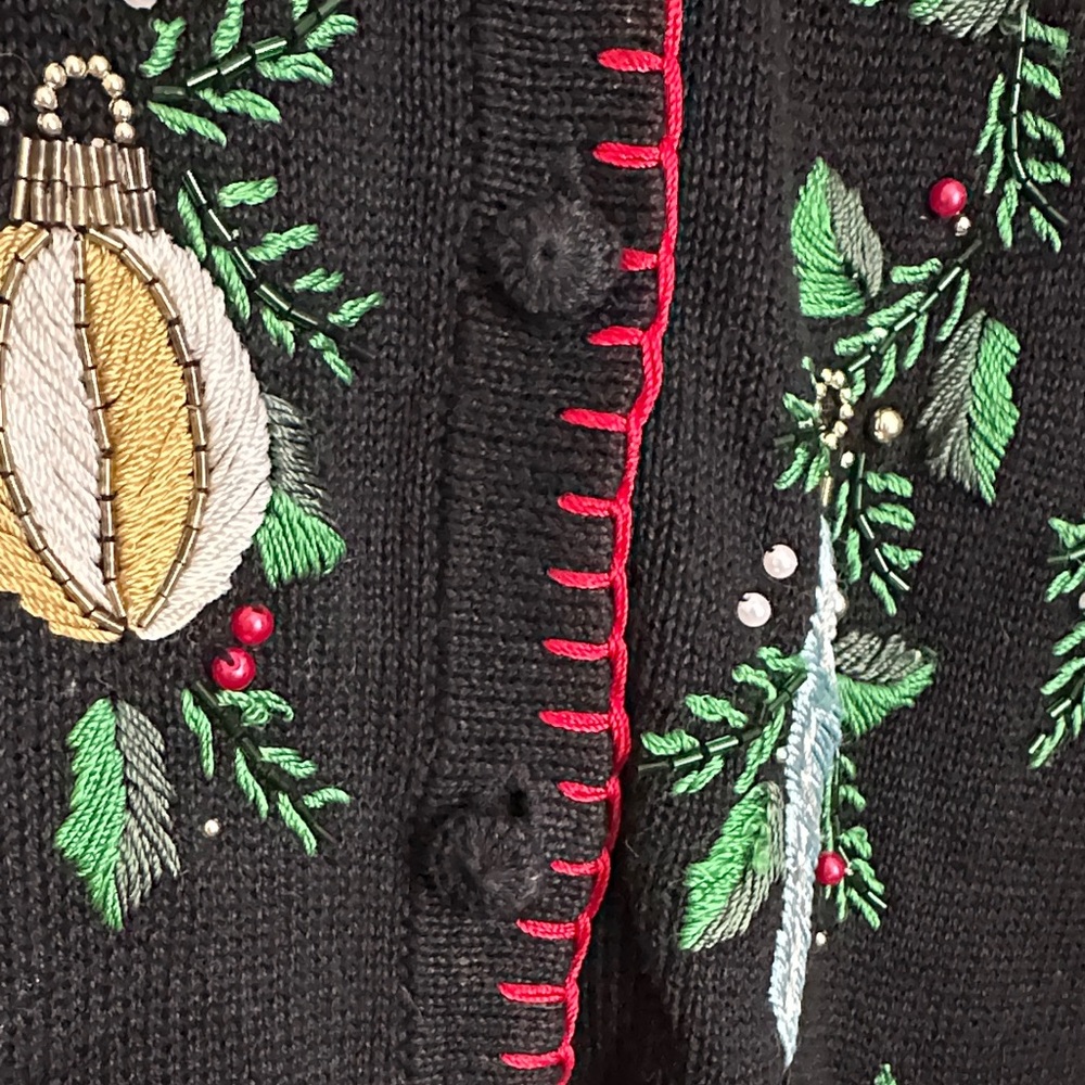BP Design Vintage Black Knit Christmas Nutcracker Ornament Cardigan - Picture 5 of 8